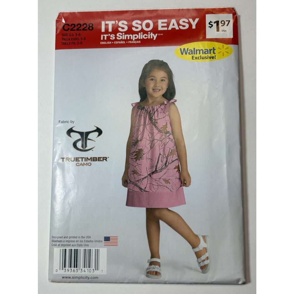 Simplicity 2228 Child's Dress Sizes 3 - 8 Easy Summer Dress vn